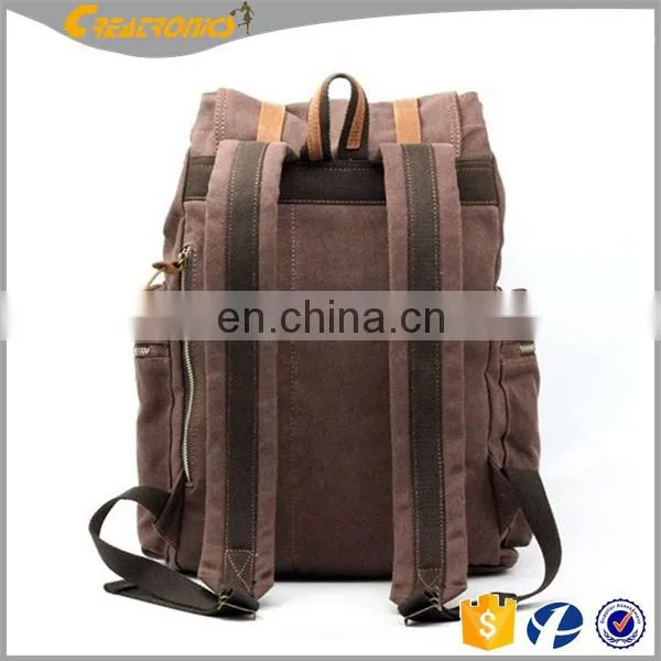 Top Quality Unisex Factory Price Outdoor Laptop Canvas Backpack Casual Daypacks Bookbags Genuine Leather Backpack photo-2