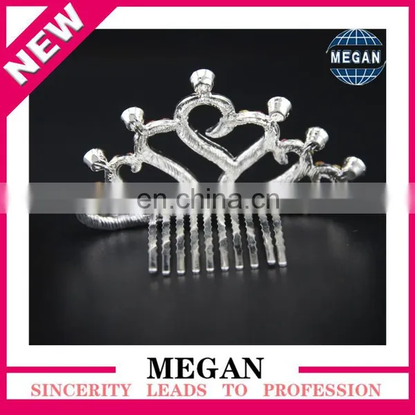 High Quality Colored Rhinestone Tiaras Heart Rhinestone Crown Comb photo-2