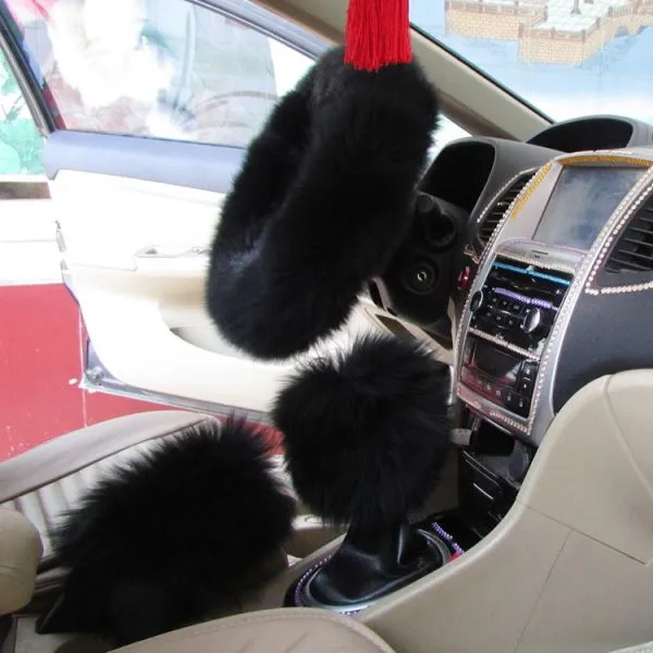 Premium Fluffy Genuine Sheepskin Fur Car Steering Wheel Cover photo-5
