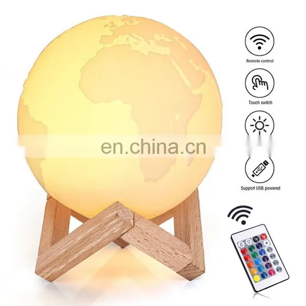 Creative Kids Gift Remote Control RGB 16 Colors 3d Moon Lamp photo-6