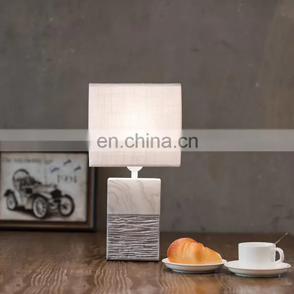 Wholesale Cheap Price Cuboid Pillar Shape Home Office Decor Ceramic Marble Custom Desk Lamp With Logo photo-2