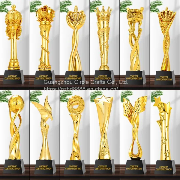 Custom Logo Resin Trophy Gold Black Creative Trophy 3 Buyers photo-4