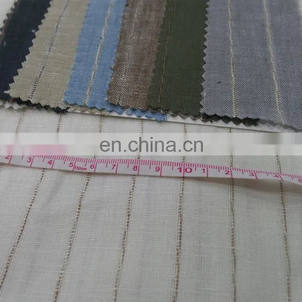 Men's and Women's Suits Ramie Cotton Shirt Trouser Suits Fabric Pure Linen Yarn-dyed Fabric photo-2