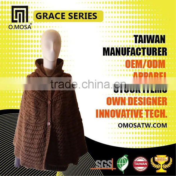 OM3246 3G OEM Wholesale Women Dresses Alpaca Cross Cable City Knit Cape photo-4