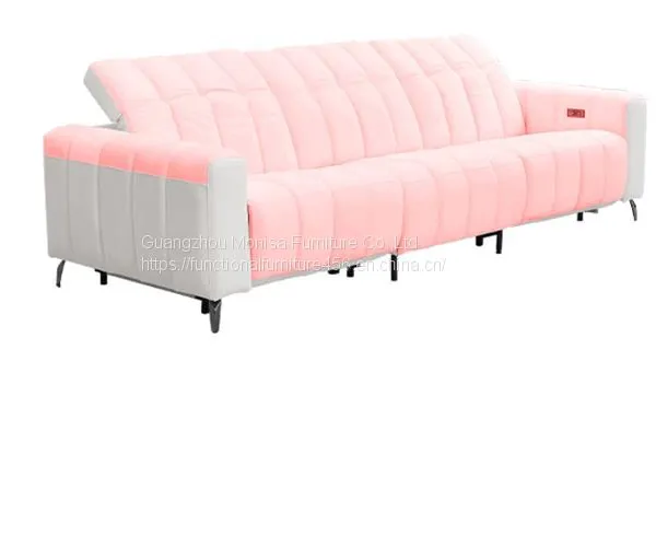 Modern Minimalist Caterpillar Beige White Fabric Multifunctional Sofa Size Apartment Living Room Three-Seat Sofa photo-4
