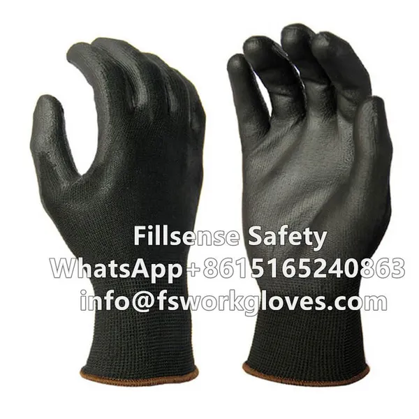 13Gauge Grey Polyester Liner Grey PU Coated Gloves PU/Polyurethane Coated Working Gloves photo-5