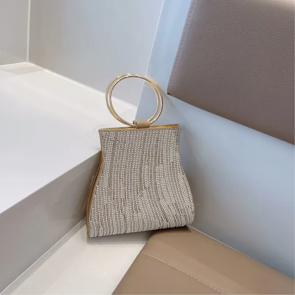 2025 New Fashionable Diamond Set Pearl Handbag, Banquet Single Shoulder Water Diamond Circular Cross Women's Handbag photo-4