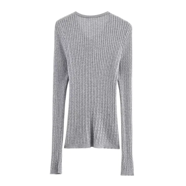 2025 New Fashionable Elegant Women's V-Neck Half-Button Long-Sleeve Knit Top photo-3