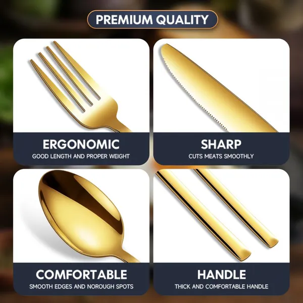 Hot Sales in Russia 24 Piece Stainless Steel Flatware Set, Silverware Set With Spoon Knife and Fork Set, Service for 6, Dishwasher Safe/Easy Clean photo-4