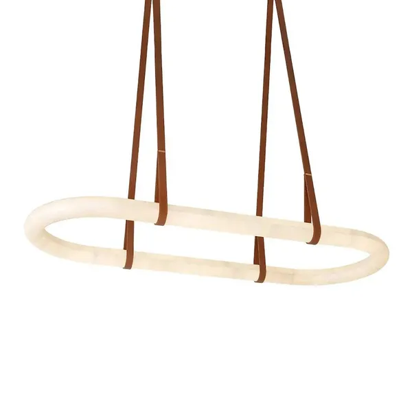 Oval Alabaster Ring Pendant – Leather Strap Integrated LED photo-5