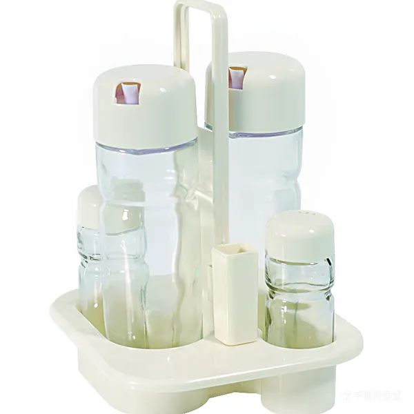 Cruet Stand (oil, Vinegar, Salt & Pepper) - White