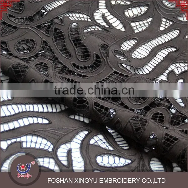 2016 Hot Selling Style Gentle Solft Water Soluble Black Embroidery Textile Fabric Chemical Lace Europe photo-3