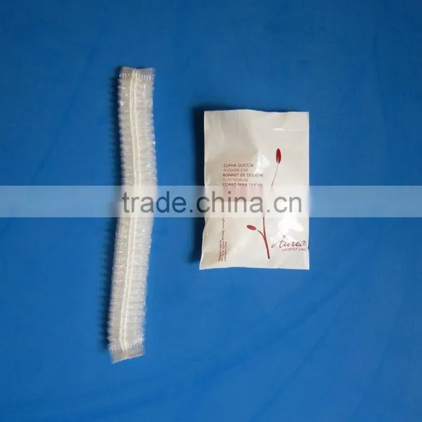 Factory Wholesale Disposable Plastic PE Strip Shower Cap for Hotel photo-3