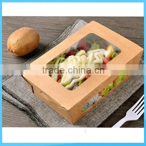 Medium Kraft Salad Paper Box With Clear Window photo-2