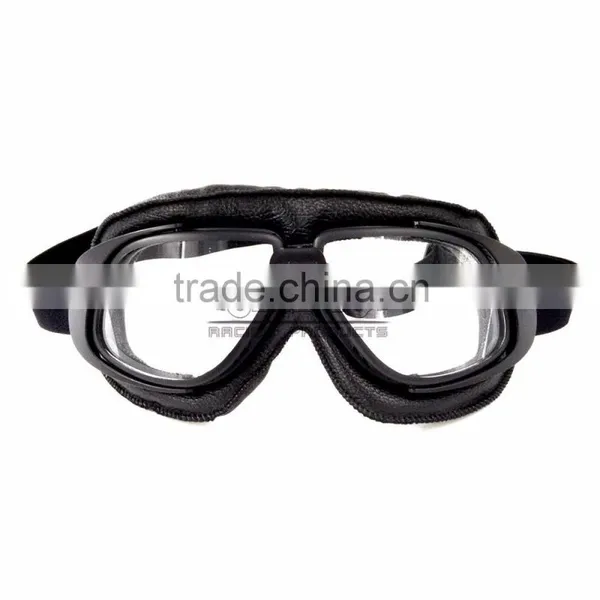 BJ-GT-007 High Quality Black Leather Clear Lens Goggles Motocross photo-2