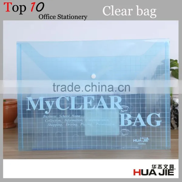 PP Office Stationery Plastic Transparent A4 Document Wallet With Button Lock photo-2
