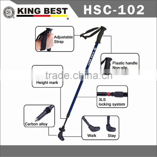 KING BEST Wholesale Carbon Trekking Pole 2-SECTION Hiking Pole Nordic Walking Stick photo-3