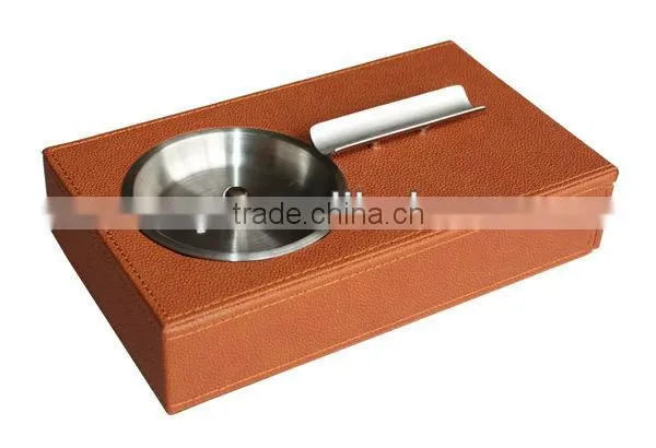 Hot Sale Cool Smokeless Brown Real Leather Ashtrays photo-2