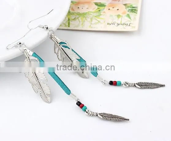 Metal Feather Seedbeads Tassel Delicate Earring photo-4