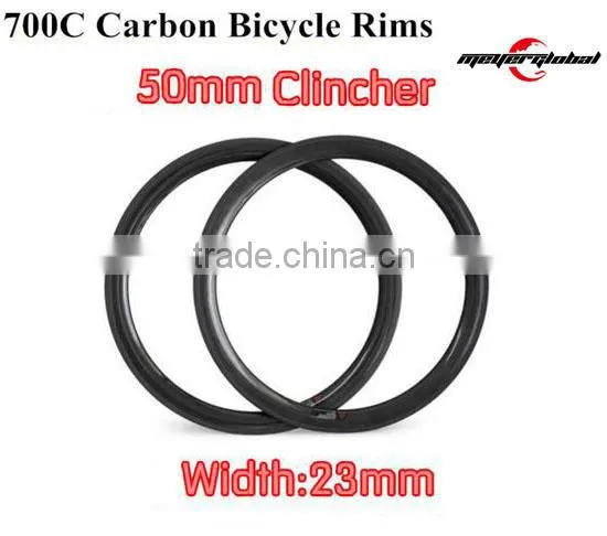 700c Full Carbon Clincher Road Bicycle Rims Chinese Carbon Rim 50mm Clincher Carbon Bike Rim