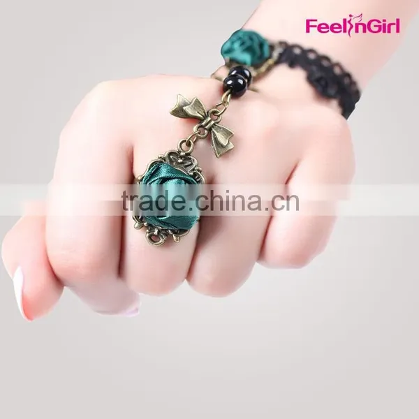 Wholesale Green Bracelet With Ring Emerald Attached photo-2