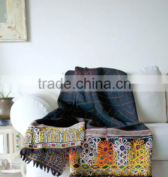 Handmade Woollen Rabari Throw Vintage Rabari Shawl Gypsy Kutch Rabari Shawl