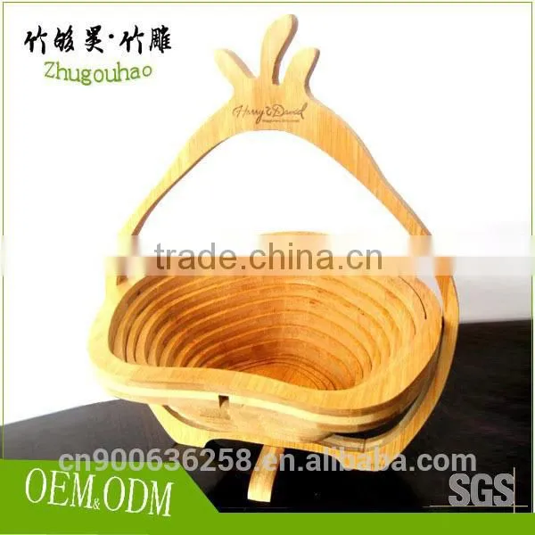 Folding Flat Bamboo Fruit Food Basket FOR Wedding Decaration photo-5