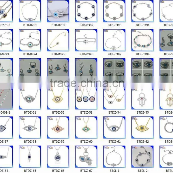 Wholesale Custom Turkish Jewelry Set 925 Sterling Silver Blue Glass Evil Eye Pendant photo-6
