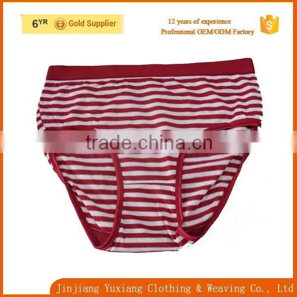 OEM Service New Design Stripe Yarn Dyed Young Girl 100% Cotton Panties Sales