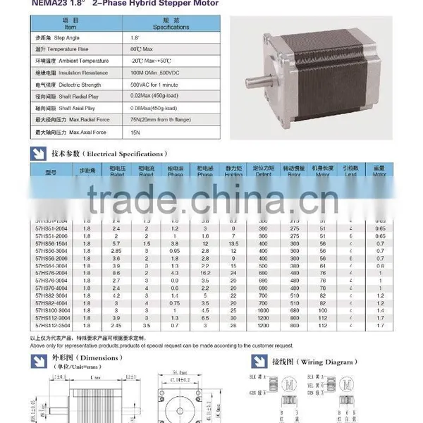 Motor Stepper, Hybrid Stepper Motor Nema23 for CNC Machine photo-5