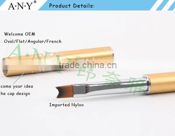 ANY Nail Art Design Care Nylon Hair French Manicure Nail Brush Gold Handle photo-3