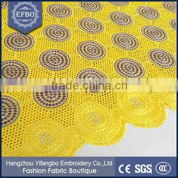 Chinese Supplier Nigeria Beaded Swiss Lace Fabric / Hight Quality Cotton Embroiderd Fabric For Wholesale photo-5