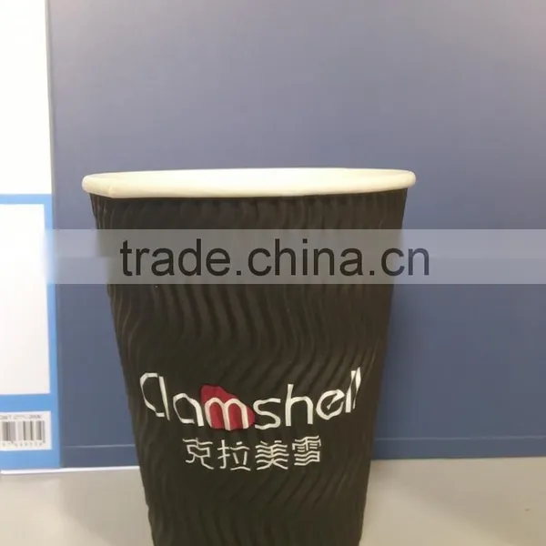Luxury Logo Printed 12oz Ripple Side PE Coated Paper Cup photo-3