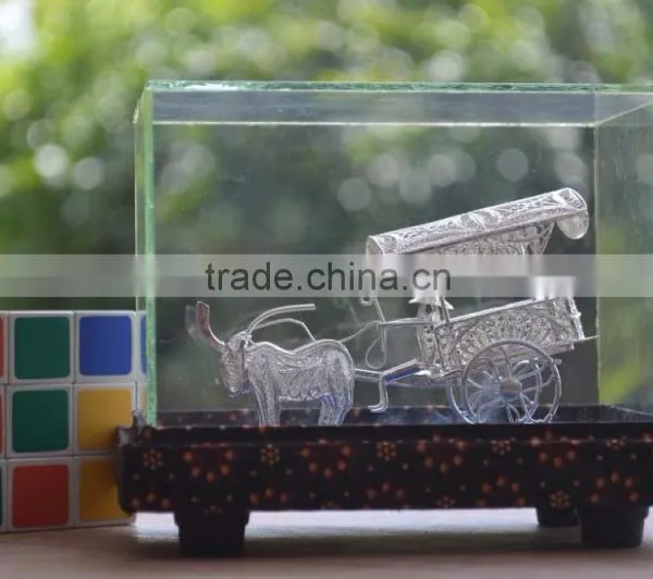Hartati Heritage Javanese Carriage Andong (1 Horse), Traditional Boat, Miniature Souvenir Silver Plated