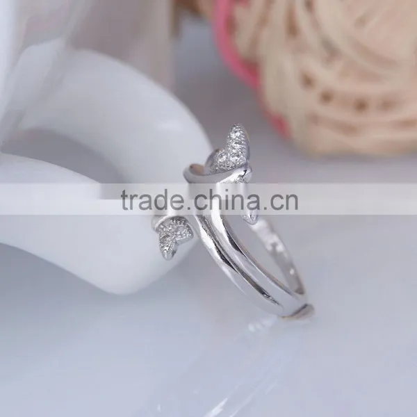 Vintage 925 Silver Double Butterflies Twins for Women Open Ended Ring photo-4