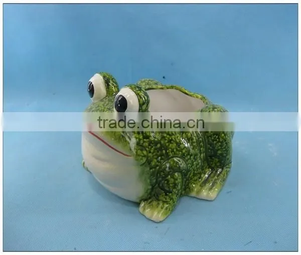 Ceramic Frog Garden Pot, Pottery Garden Flower Pot photo-2
