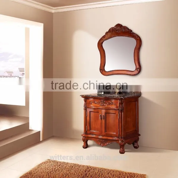 Slim and Small White Bathroom Vanity Oak Wood Bathroom Furniture WTS349 photo-6