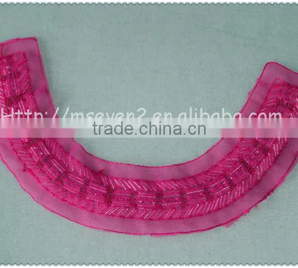 2016 New Design Handmade Red Net Fabric Beaded Collar, Crystal Tube Round Beads Collar photo-3