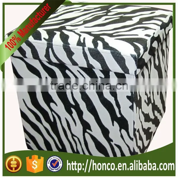 Zebra Velvet Foldable Storage Ottoman