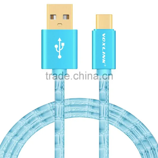 VOXLINK Colorful 5v 2a Gold Plated 2m Crocodile USB Typc c Charger Cable for Macbook