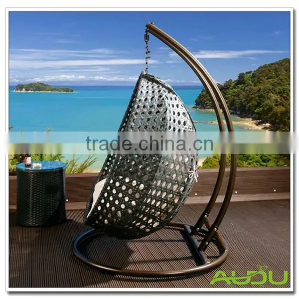 Handmade Black Resin Wicker Hanging Double Hammock photo-2