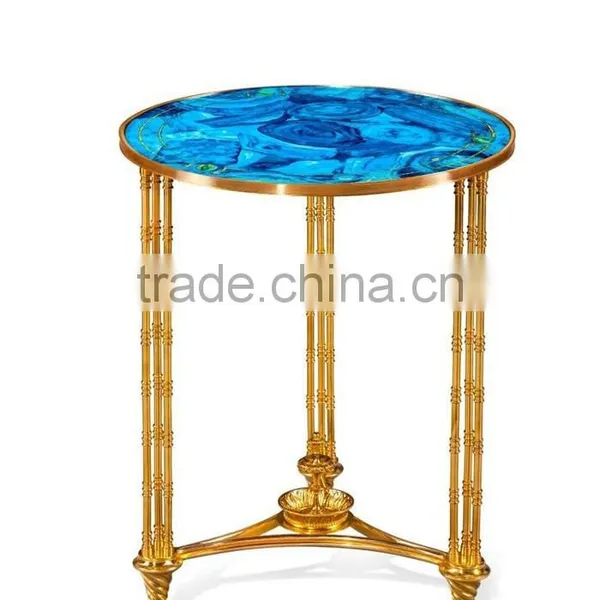 Exquisite Seasell Mosaic Inlay Oval Shaped Tea Table, Classical Living Room Coffee Table, Hand Painted Wooden Decor Coffee Table photo-3