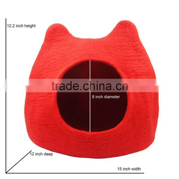 Cats House Handmade Cat Bed Natural Wool Felt Comfy Cave for All Cats and Small Dogs Machine Washable photo-4