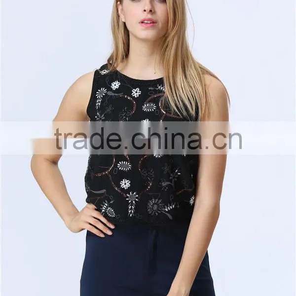 New Design Factory Price Accept Small/Min/Loe Order Quantity Ebroideried Embellishment Beaded Women Top Women Blouse photo-4