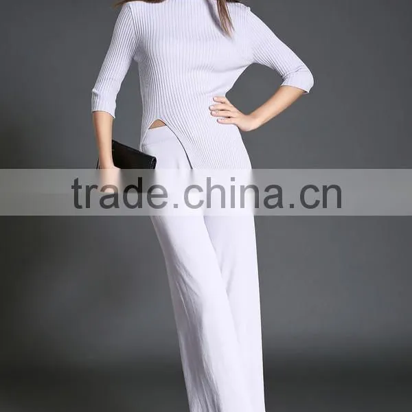 High Quality Solid Asymmetrical Tops With Long Loose Pants 2016 Autumn Fashionable photo-4