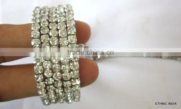 CZ SPIRAL HANDCOVER GYPSY Slave BRACELET RING Silver Tone photo-4