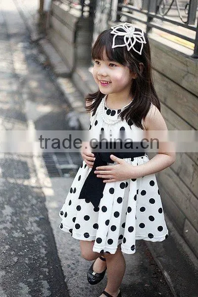 High Quality Children Clothing Frock Design Sleeveless Dot Print Girl Dresses photo-4