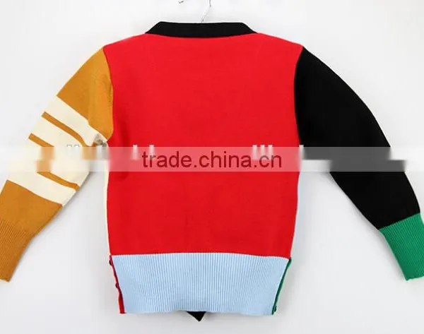 New Design V Neck Contrasted Colors Boys Cardigan Sweater photo-2
