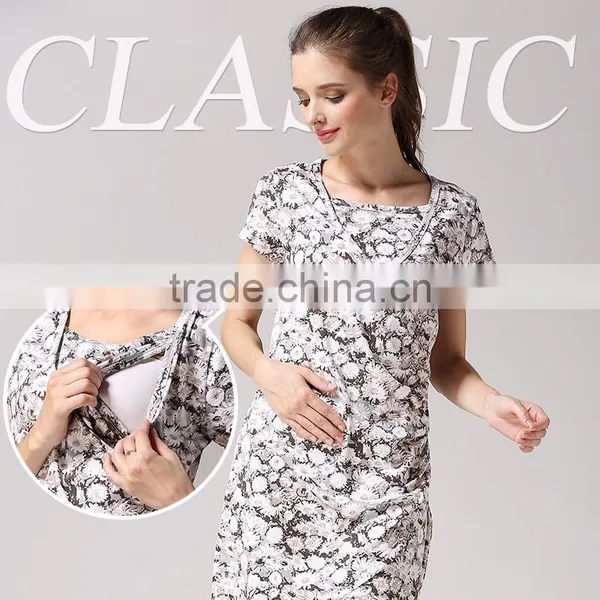 O-neck Maternity Clothing Breathable Maternity Tops Leisure Nursing Tops