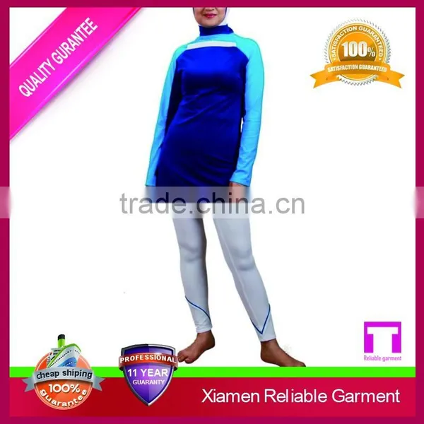 2015 Hot Sex Muslim Swimsuit Navy Blue and Yellow Swimsuit photo-6
